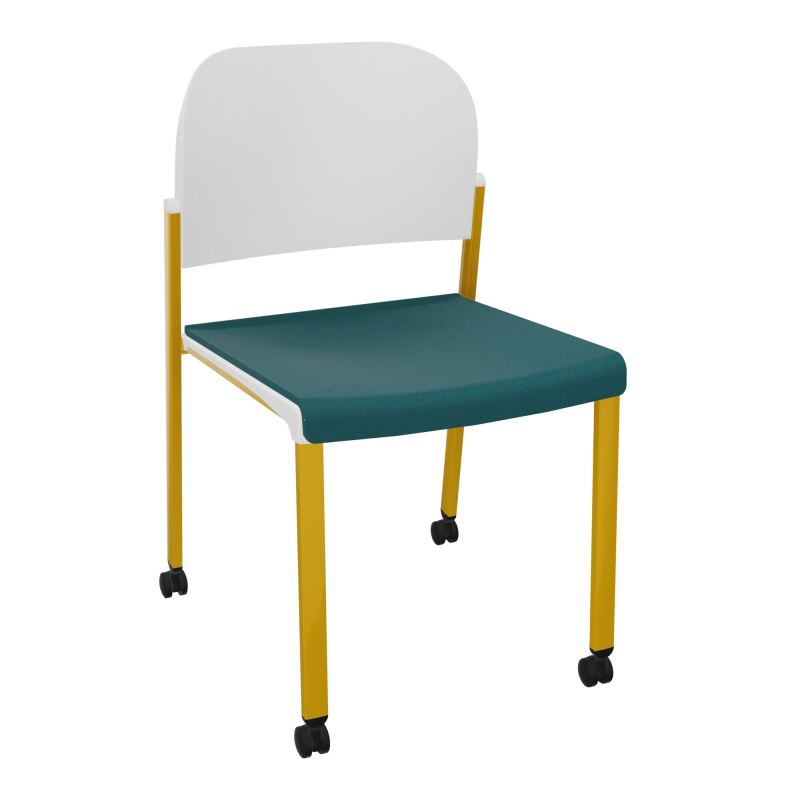 ROMY CHAISE 4P ROULT ASSISE TISSU DOSSIER POLYPRO SANS ACCOUDOIRS  A4 SX PT