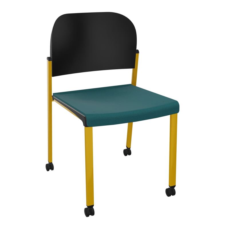 ROMY CHAISE 4P ROULT ASSISE TISSU DOSSIER POLYPRO SANS ACCOUDOIRS  A4 SX PU