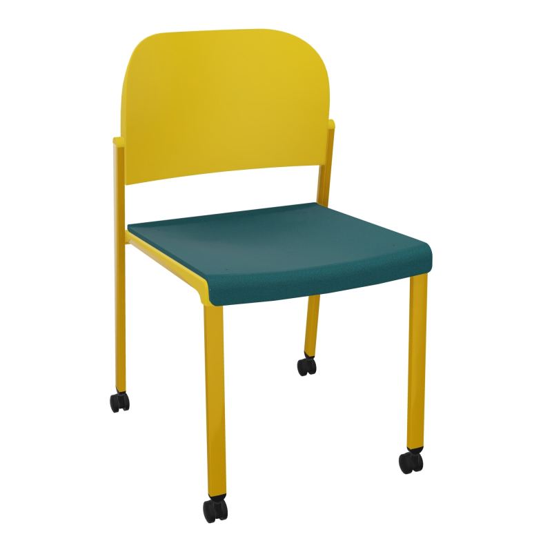 ROMY CHAISE 4P ROULT ASSISE TISSU DOSSIER POLYPRO SANS ACCOUDOIRS  A4 SX PW