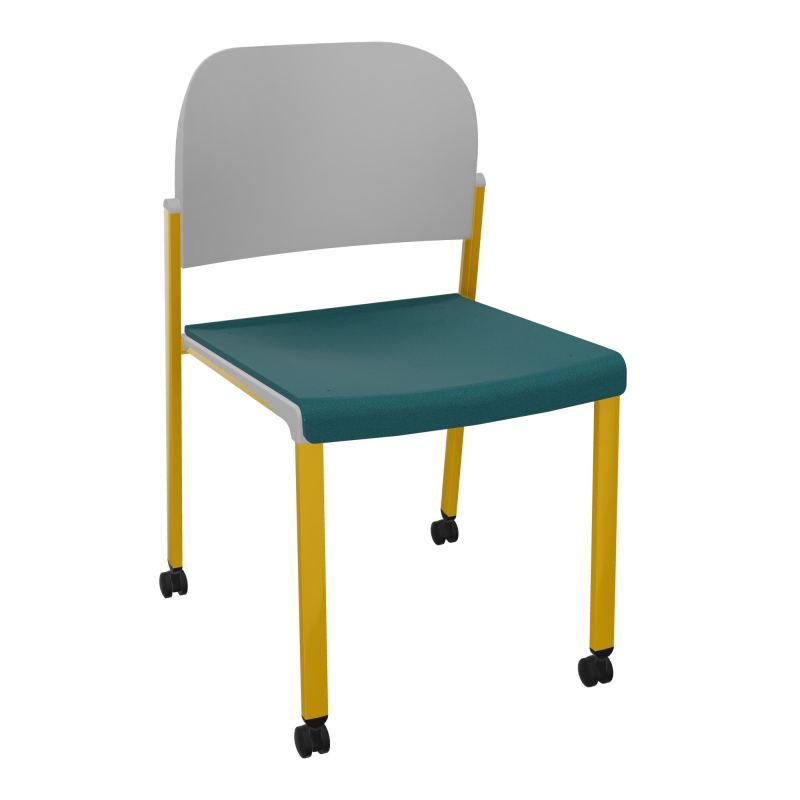 ROMY CHAISE 4P ROULT ASSISE TISSU DOSSIER POLYPRO SANS ACCOUDOIRS  A4 SX PX