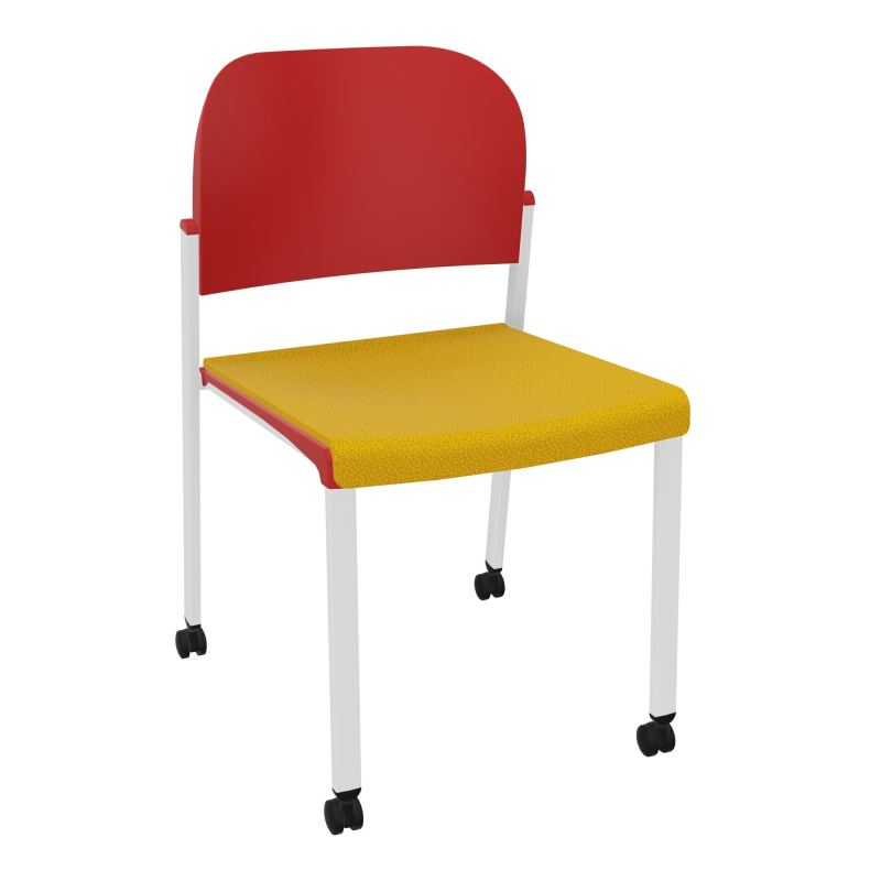 ROMY CHAISE 4P ROULT ASSISE TISSU DOSSIER POLYPRO SANS ACCOUDOIRS  A5 SP PZ