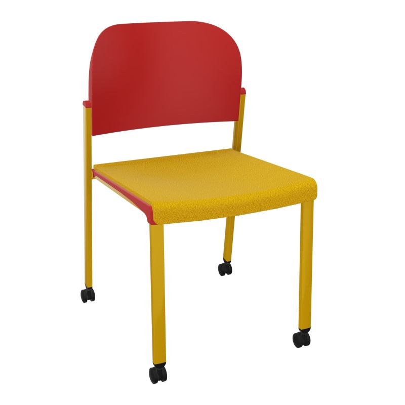ROMY CHAISE 4P ROULT ASSISE TISSU DOSSIER POLYPRO SANS ACCOUDOIRS  A5 SX PZ