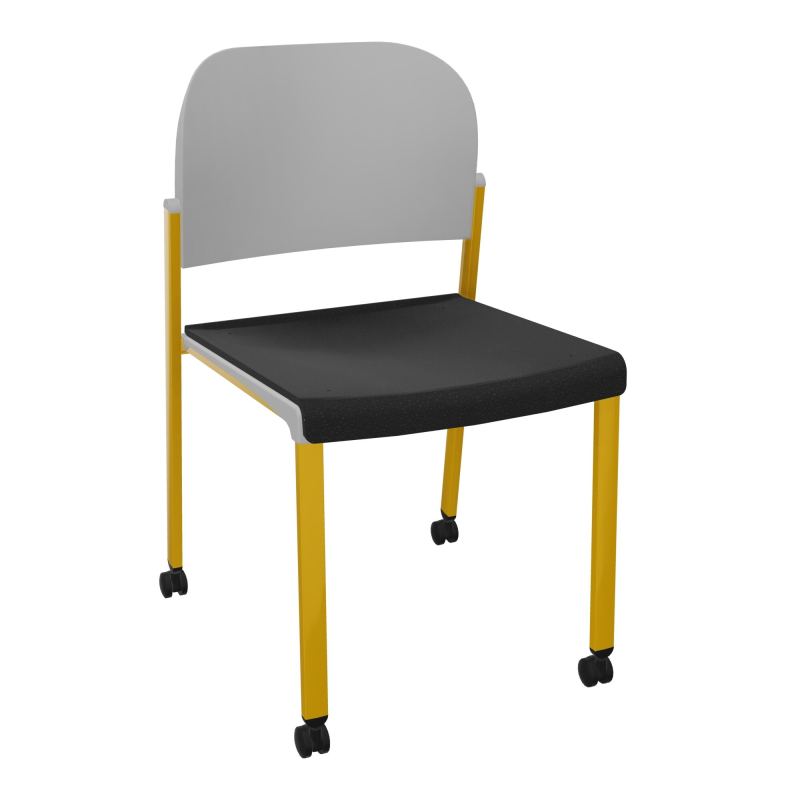 ROMY CHAISE 4P ROULT ASSISE TISSU DOSSIER POLYPRO SANS ACCOUDOIRS  A6 SX PX