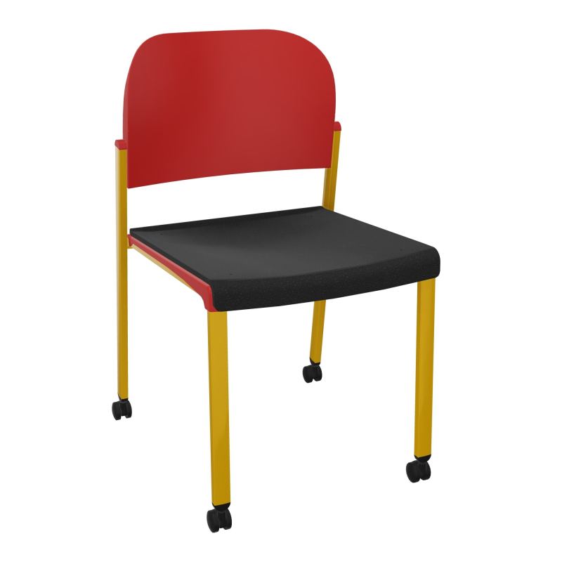 ROMY CHAISE 4P ROULT ASSISE TISSU DOSSIER POLYPRO SANS ACCOUDOIRS  A6 SX PZ
