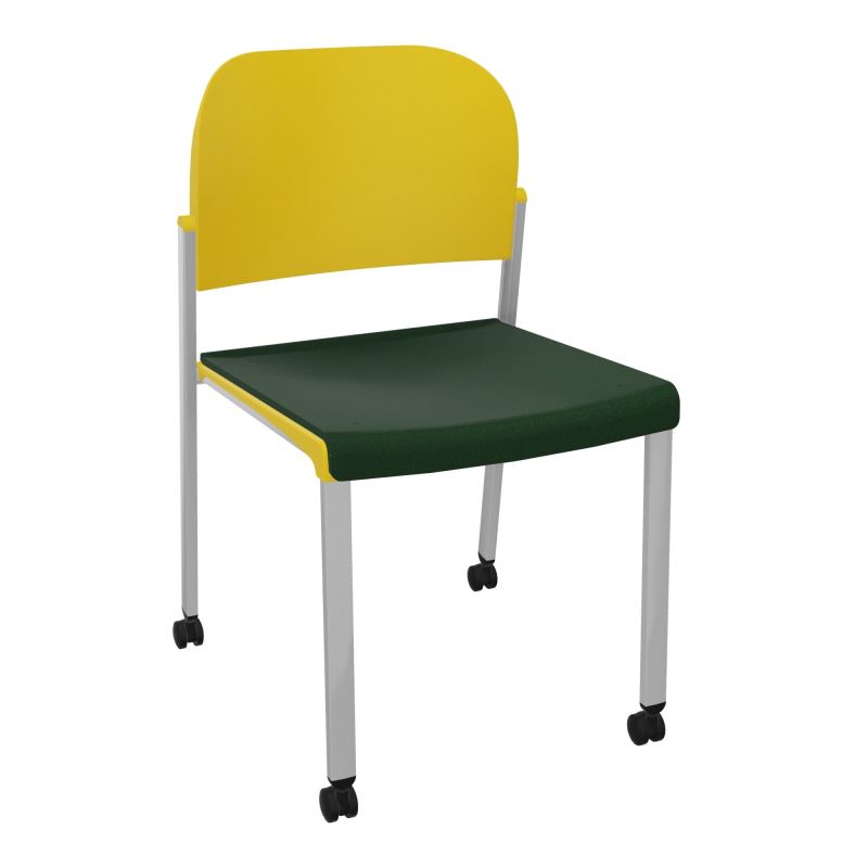 ROMY CHAISE 4P ROULT ASSISE TISSU DOSSIER POLYPRO SANS ACCOUDOIRS  A9 SB PW