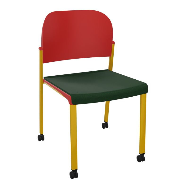 ROMY CHAISE 4P ROULT ASSISE TISSU DOSSIER POLYPRO SANS ACCOUDOIRS  A9 SX PZ