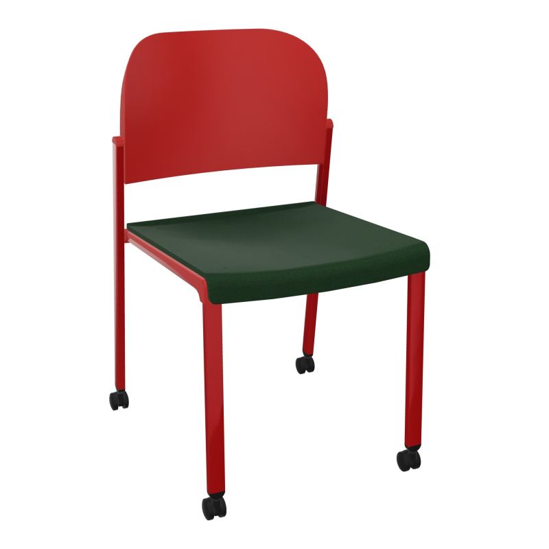 ROMY CHAISE 4P ROULT ASSISE TISSU DOSSIER POLYPRO SANS ACCOUDOIRS  A9 ZY PZ