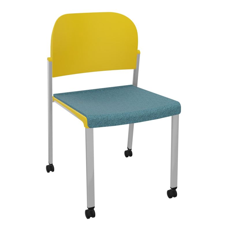 ROMY CHAISE 4P ROULT ASSISE TISSU DOSSIER POLYPRO SANS ACCOUDOIRS  B4 SB PW