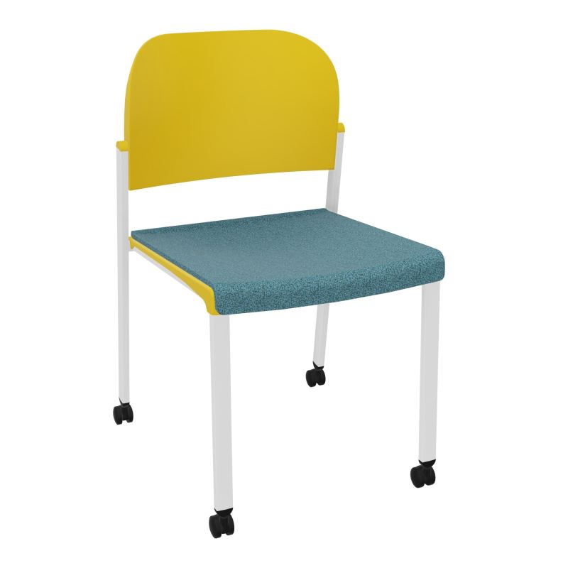 ROMY CHAISE 4P ROULT ASSISE TISSU DOSSIER POLYPRO SANS ACCOUDOIRS  B4 SP PW