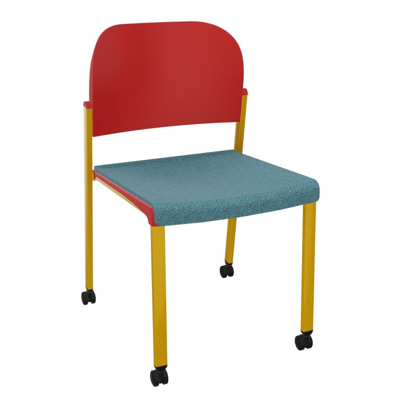 ROMY CHAISE 4P ROULT ASSISE TISSU DOSSIER POLYPRO SANS ACCOUDOIRS  B4 SX PZ