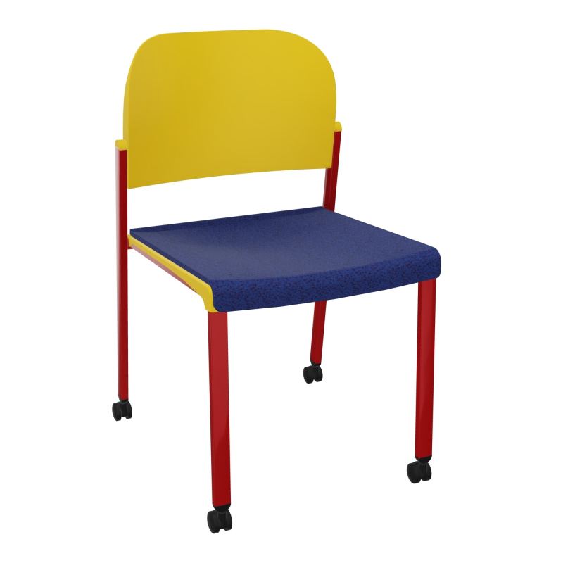 ROMY CHAISE 4P ROULT ASSISE TISSU DOSSIER POLYPRO SANS ACCOUDOIRS  B6 ZY PW
