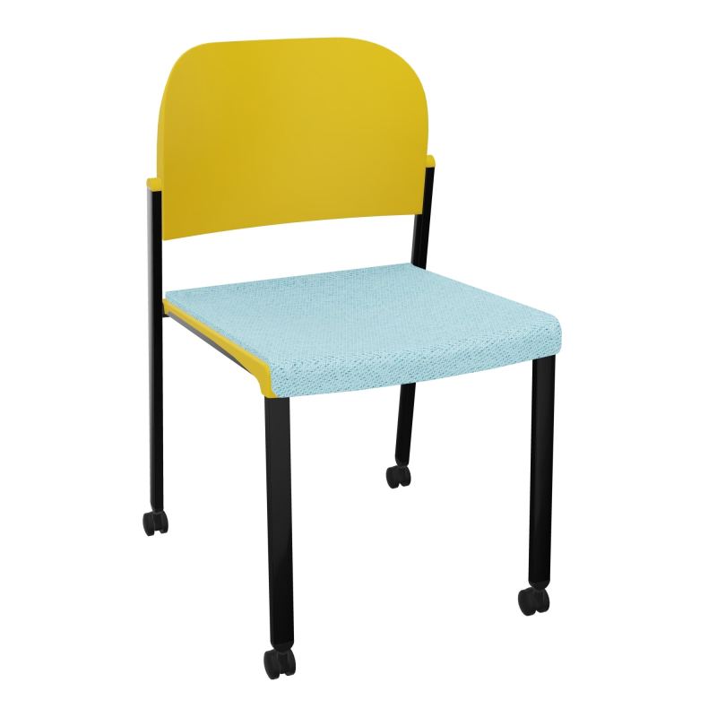 ROMY CHAISE 4P ROULT ASSISE TISSU DOSSIER POLYPRO SANS ACCOUDOIRS BF SG PW
