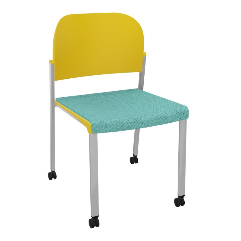 ROMY CHAISE 4P ROULT ASSISE TISSU DOSSIER POLYPRO SANS ACCOUDOIRS BG SB PW