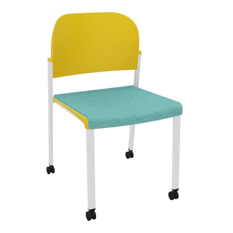 ROMY CHAISE 4P ROULT ASSISE TISSU DOSSIER POLYPRO SANS ACCOUDOIRS BG SP PW