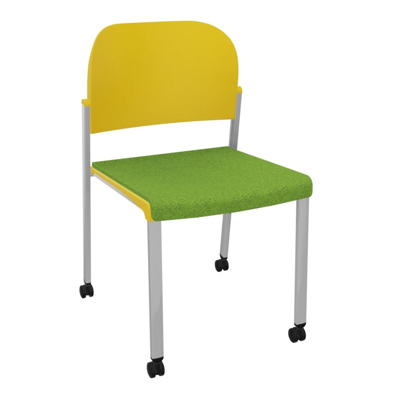 ROMY CHAISE 4P ROULT ASSISE TISSU DOSSIER POLYPRO SANS ACCOUDOIRS BK SB PW