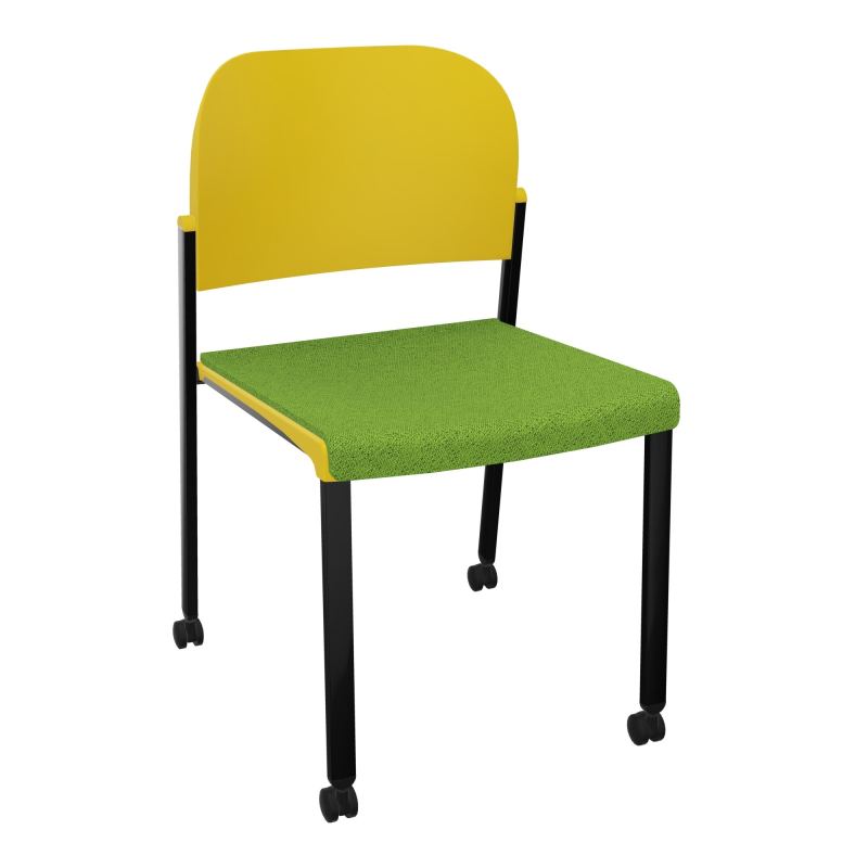 ROMY CHAISE 4P ROULT ASSISE TISSU DOSSIER POLYPRO SANS ACCOUDOIRS BK SG PW