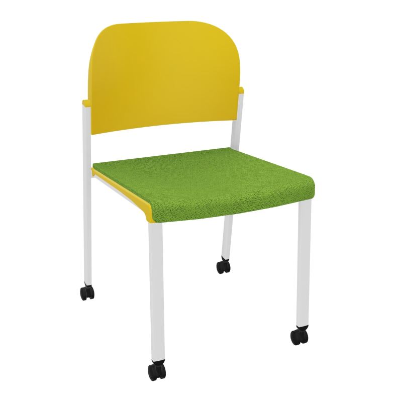 ROMY CHAISE 4P ROULT ASSISE TISSU DOSSIER POLYPRO SANS ACCOUDOIRS BK SP PW