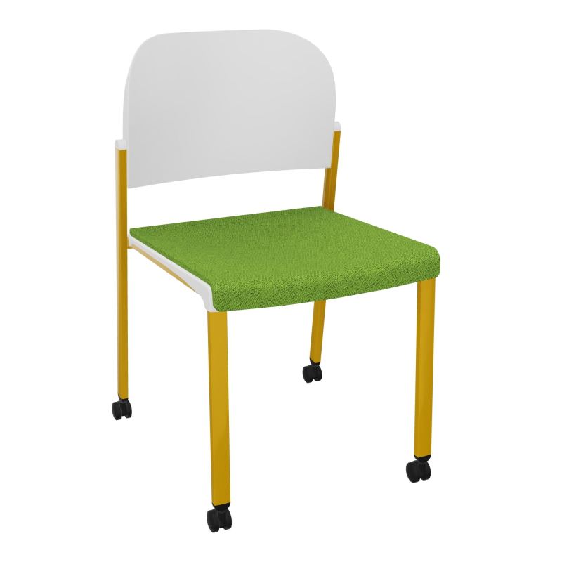 ROMY CHAISE 4P ROULT ASSISE TISSU DOSSIER POLYPRO SANS ACCOUDOIRS BK SX PT