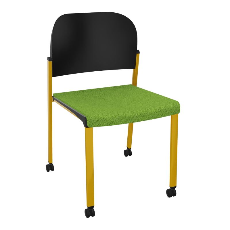 ROMY CHAISE 4P ROULT ASSISE TISSU DOSSIER POLYPRO SANS ACCOUDOIRS BK SX PU