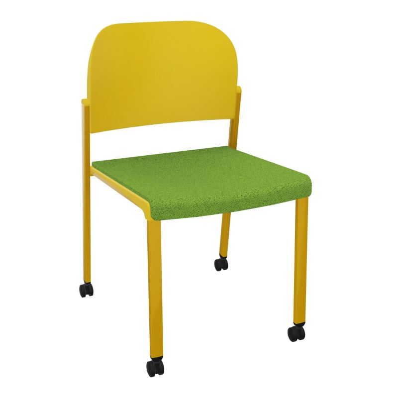 ROMY CHAISE 4P ROULT ASSISE TISSU DOSSIER POLYPRO SANS ACCOUDOIRS BK SX PW