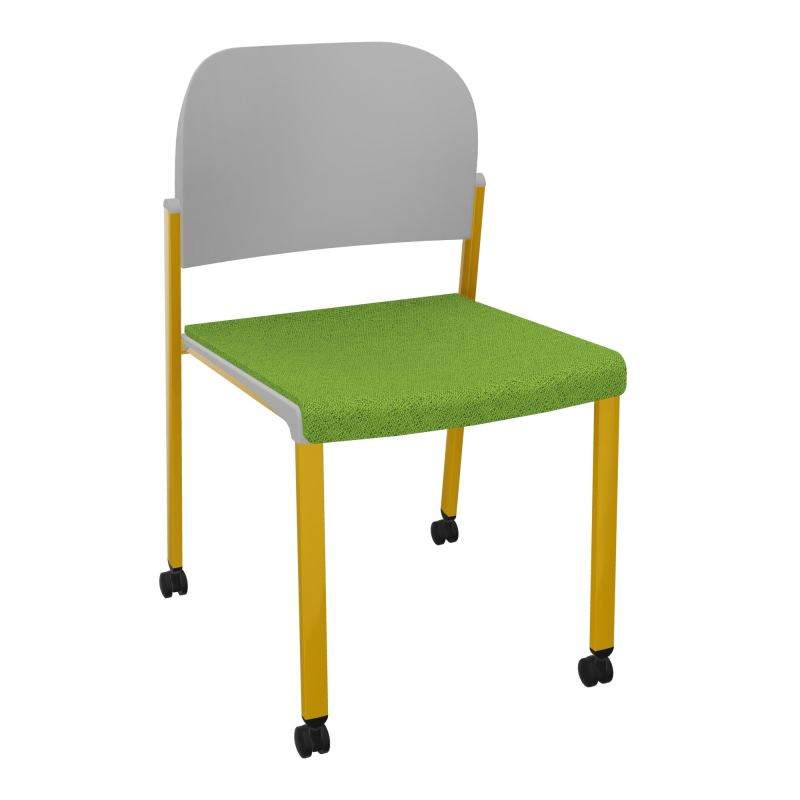 ROMY CHAISE 4P ROULT ASSISE TISSU DOSSIER POLYPRO SANS ACCOUDOIRS BK SX PX