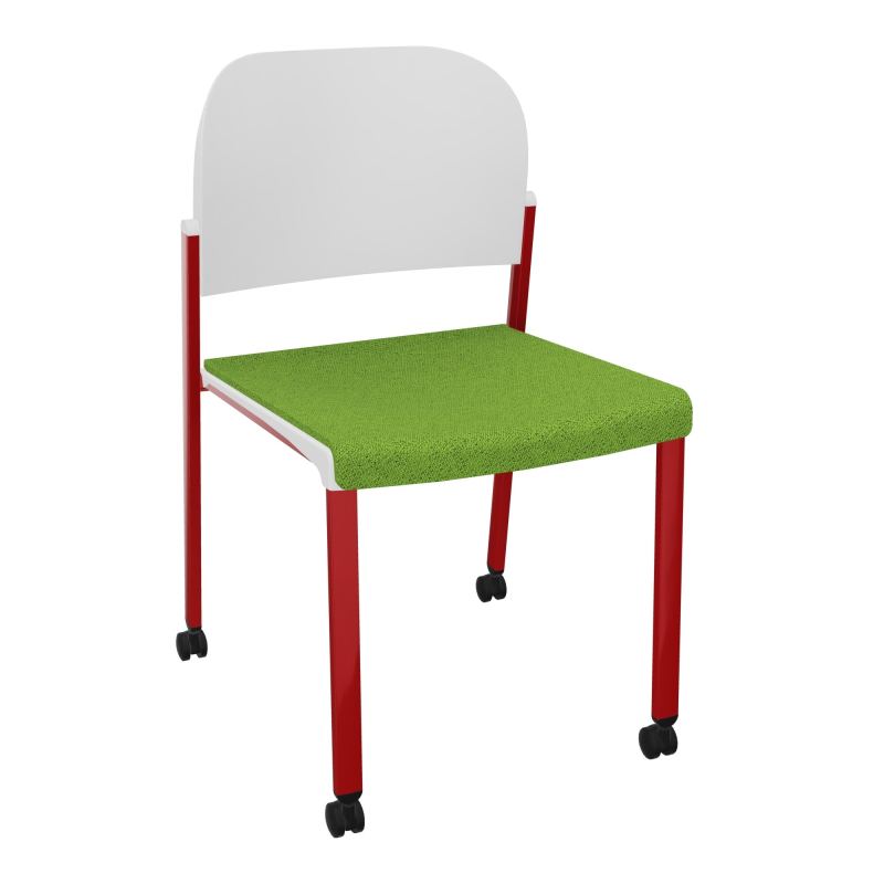 ROMY CHAISE 4P ROULT ASSISE TISSU DOSSIER POLYPRO SANS ACCOUDOIRS BK ZY PT