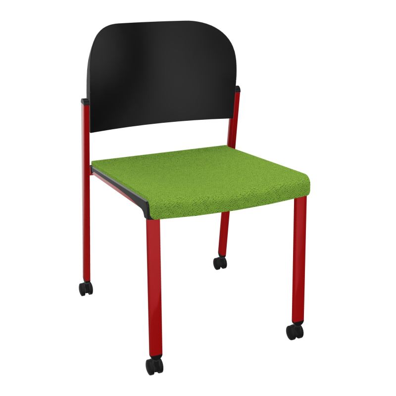 ROMY CHAISE 4P ROULT ASSISE TISSU DOSSIER POLYPRO SANS ACCOUDOIRS BK ZY PU