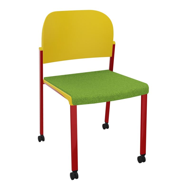 ROMY CHAISE 4P ROULT ASSISE TISSU DOSSIER POLYPRO SANS ACCOUDOIRS BK ZY PW