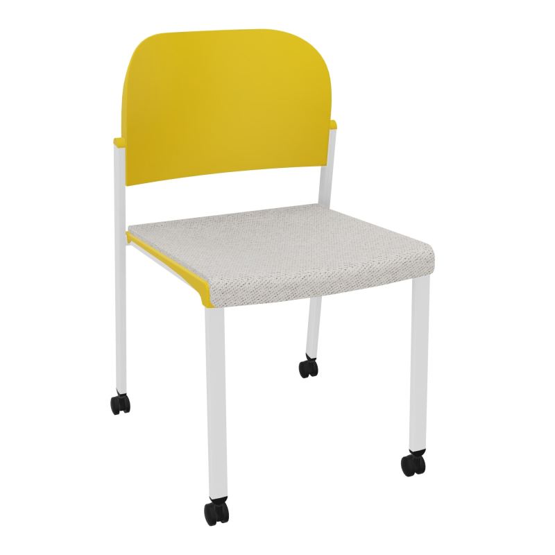 ROMY CHAISE 4P ROULT ASSISE TISSU DOSSIER POLYPRO SANS ACCOUDOIRS BM SP PW