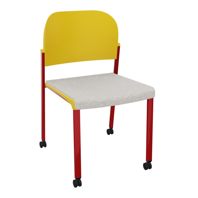 ROMY CHAISE 4P ROULT ASSISE TISSU DOSSIER POLYPRO SANS ACCOUDOIRS BM ZY PW