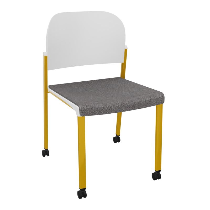 ROMY CHAISE 4P ROULT ASSISE TISSU DOSSIER POLYPRO SANS ACCOUDOIRS BN SX PT