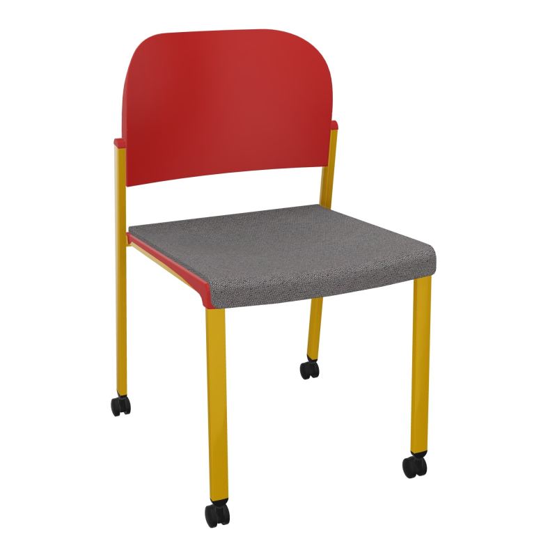ROMY CHAISE 4P ROULT ASSISE TISSU DOSSIER POLYPRO SANS ACCOUDOIRS BN SX PZ