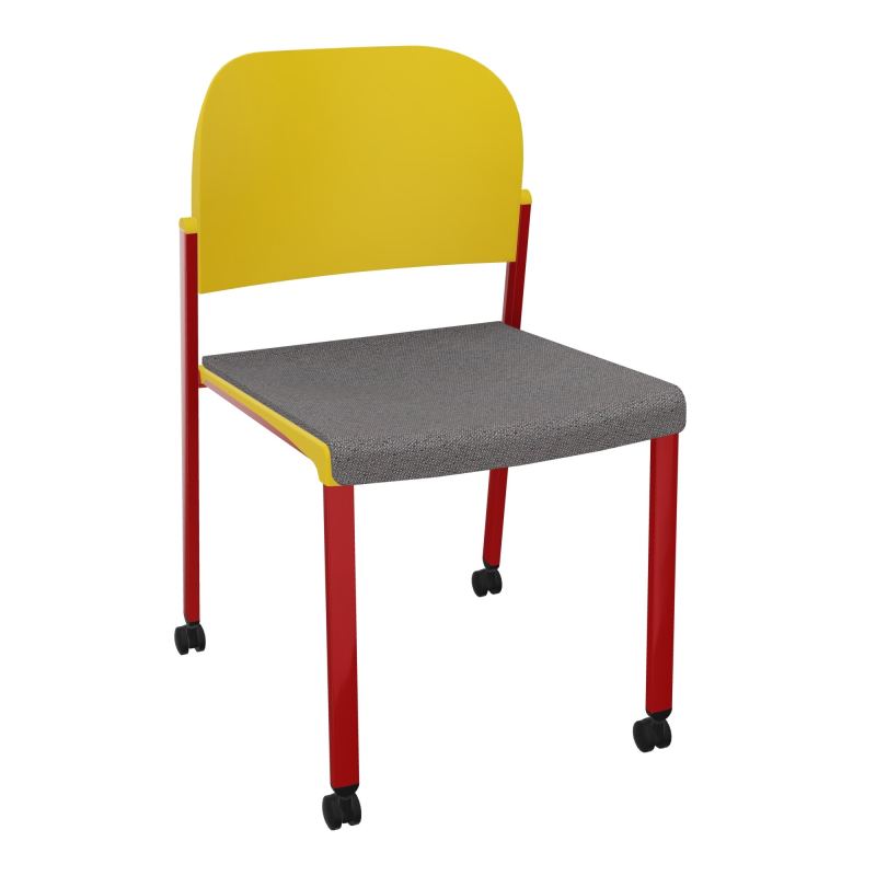 ROMY CHAISE 4P ROULT ASSISE TISSU DOSSIER POLYPRO SANS ACCOUDOIRS BN ZY PW