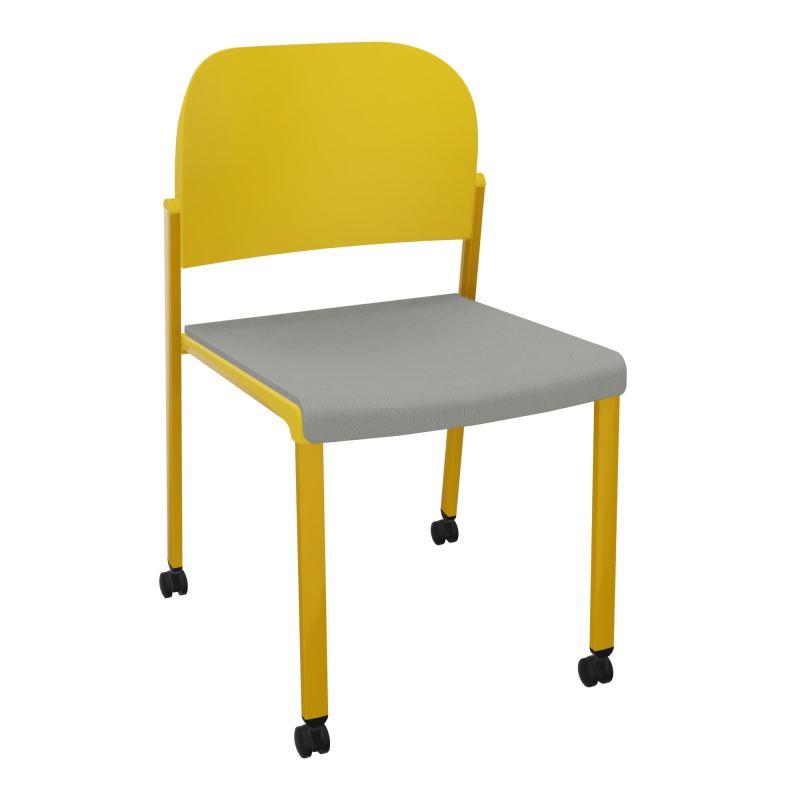 ROMY CHAISE 4P ROULT ASSISE TISSU DOSSIER POLYPRO SANS ACCOUDOIRS CA SX PW