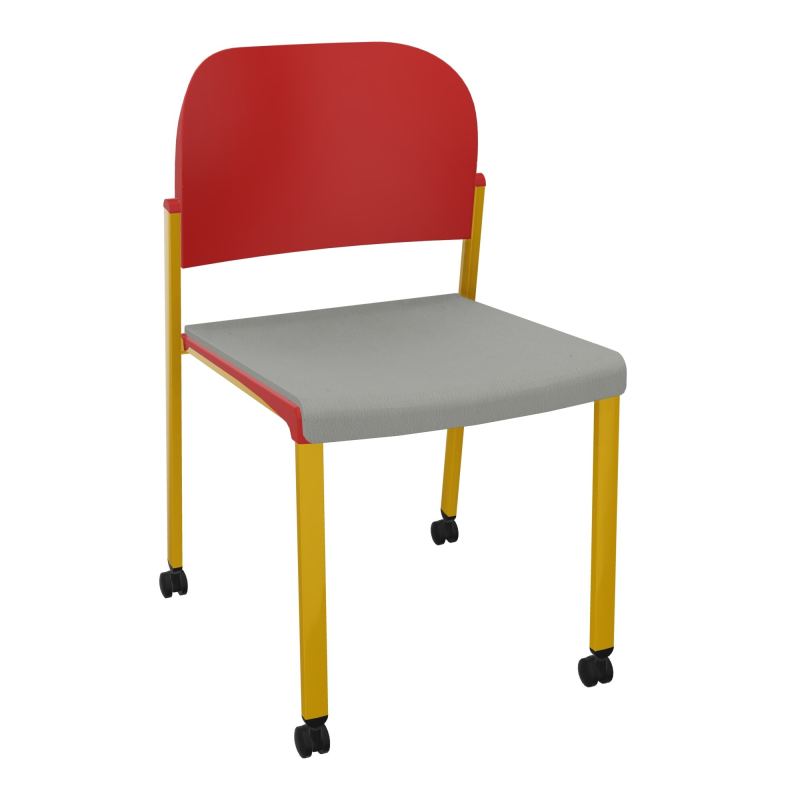ROMY CHAISE 4P ROULT ASSISE TISSU DOSSIER POLYPRO SANS ACCOUDOIRS CA SX PZ