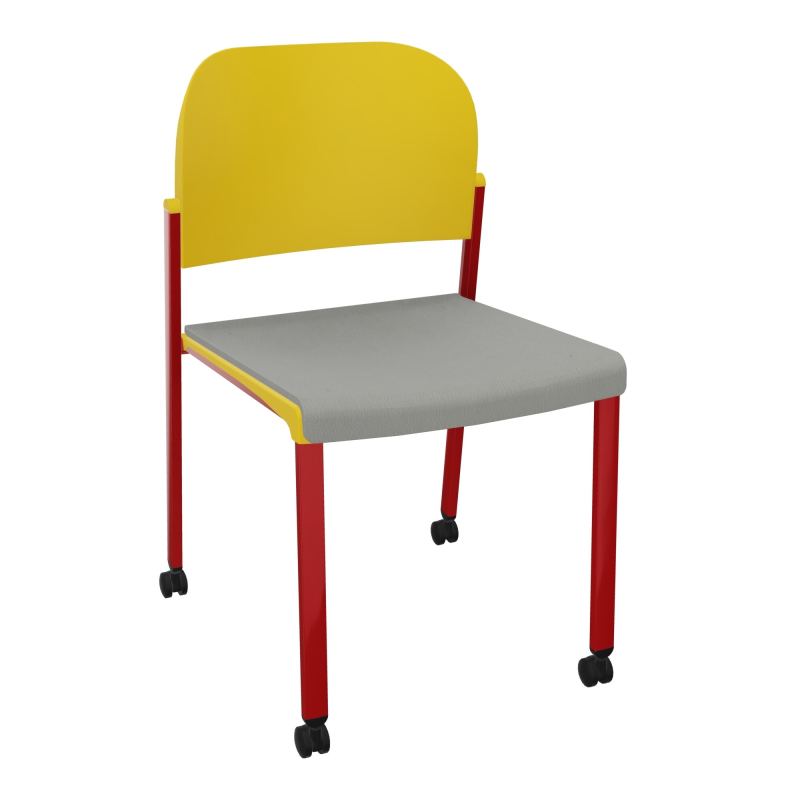 ROMY CHAISE 4P ROULT ASSISE TISSU DOSSIER POLYPRO SANS ACCOUDOIRS CA ZY PW