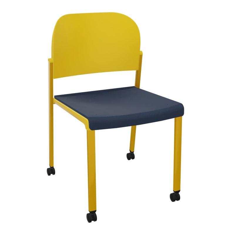 ROMY CHAISE 4P ROULT ASSISE TISSU DOSSIER POLYPRO SANS ACCOUDOIRS CC SX PW