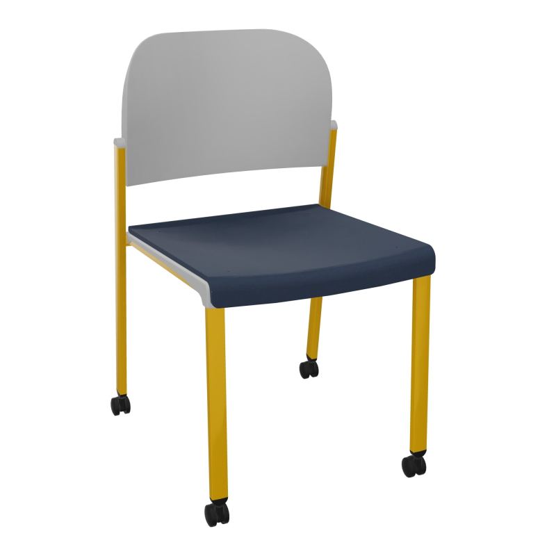 ROMY CHAISE 4P ROULT ASSISE TISSU DOSSIER POLYPRO SANS ACCOUDOIRS CC SX PX