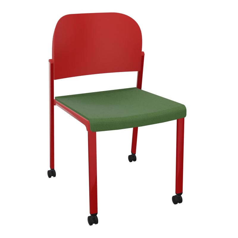 ROMY CHAISE 4P ROULT ASSISE TISSU DOSSIER POLYPRO SANS ACCOUDOIRS CE ZY PZ