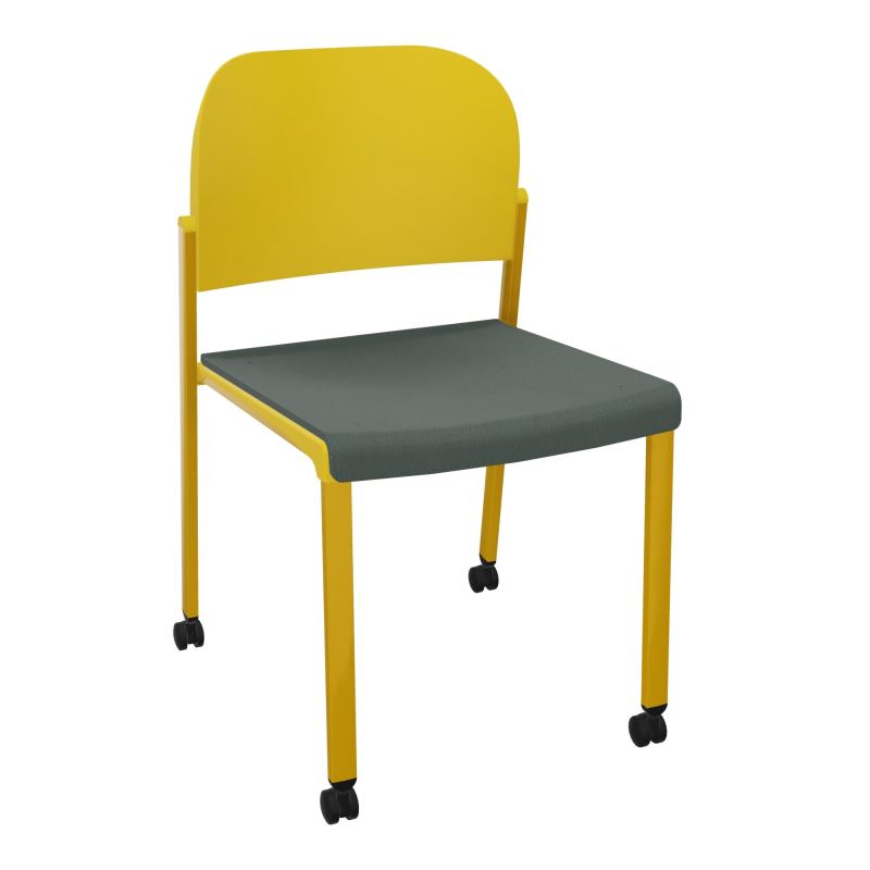 ROMY CHAISE 4P ROULT ASSISE TISSU DOSSIER POLYPRO SANS ACCOUDOIRS CF SX PW