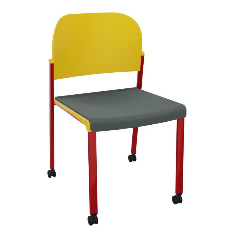 ROMY CHAISE 4P ROULT ASSISE TISSU DOSSIER POLYPRO SANS ACCOUDOIRS CF ZY PW