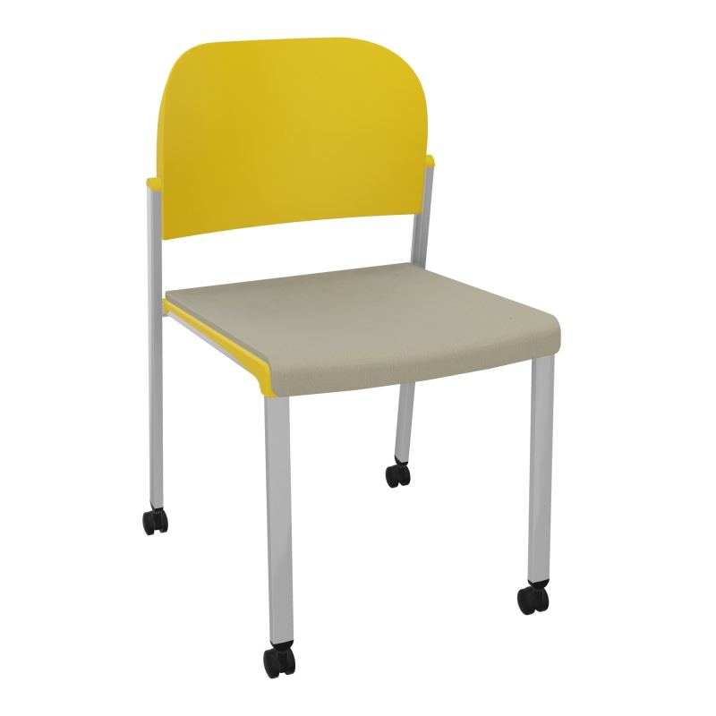 ROMY CHAISE 4P ROULT ASSISE TISSU DOSSIER POLYPRO SANS ACCOUDOIRS CG SB PW