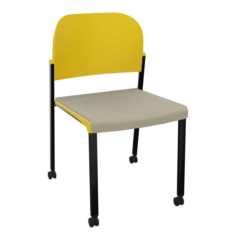 ROMY CHAISE 4P ROULT ASSISE TISSU DOSSIER POLYPRO SANS ACCOUDOIRS CG SG PW