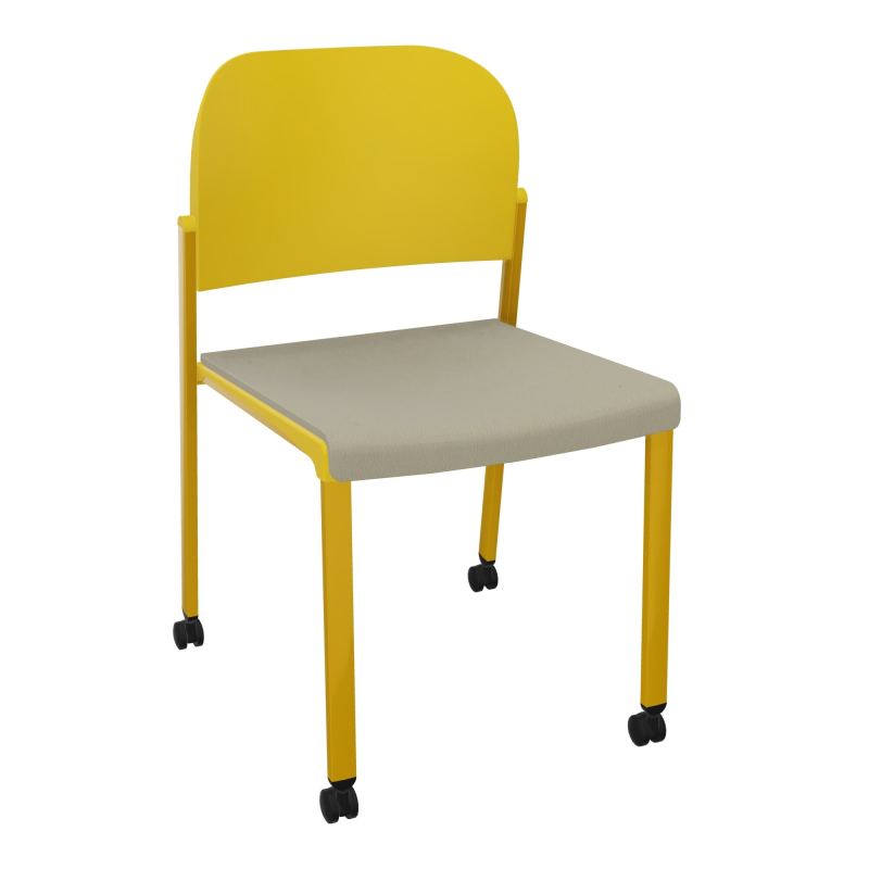 ROMY CHAISE 4P ROULT ASSISE TISSU DOSSIER POLYPRO SANS ACCOUDOIRS CG SX PW