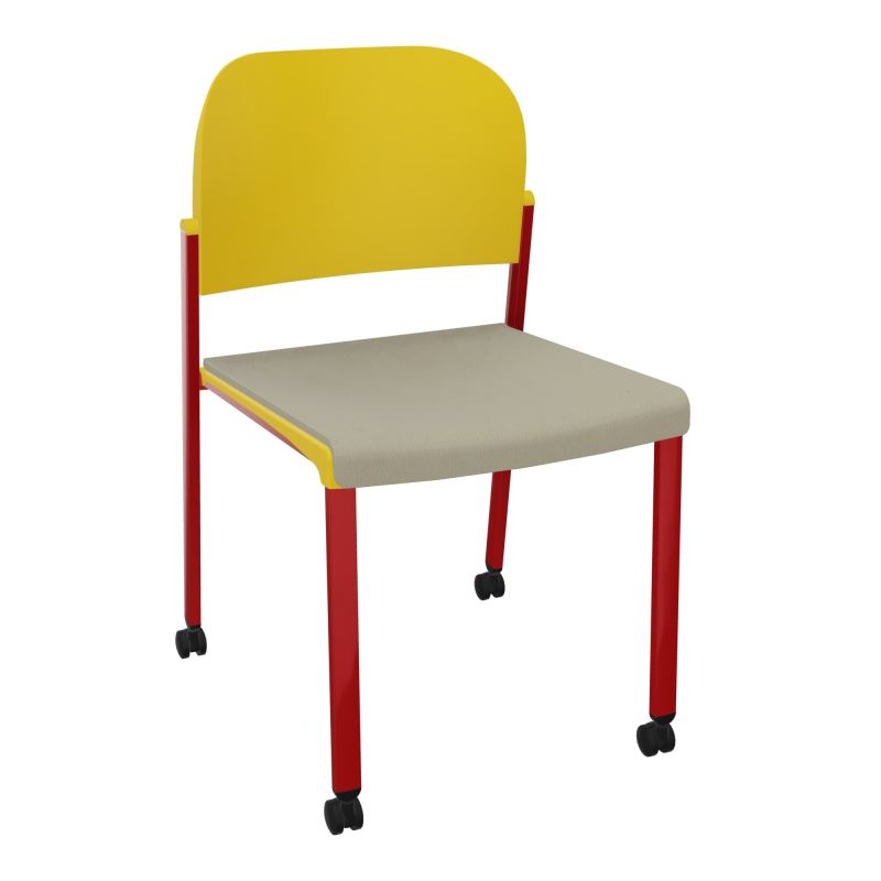 ROMY CHAISE 4P ROULT ASSISE TISSU DOSSIER POLYPRO SANS ACCOUDOIRS CG ZY PW