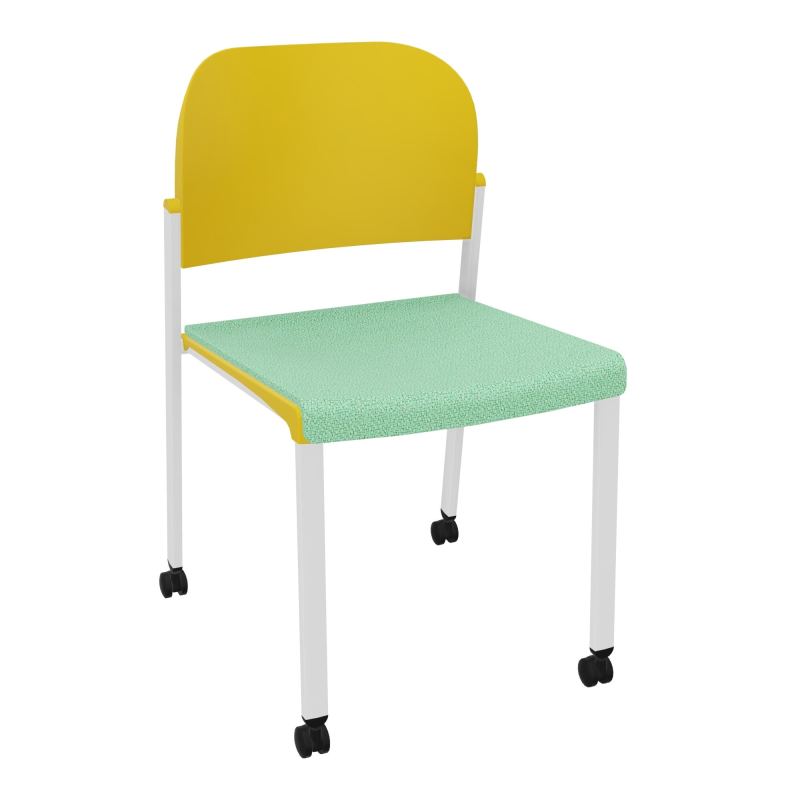 ROMY CHAISE 4P ROULT ASSISE TISSU DOSSIER POLYPRO SANS ACCOUDOIRS E4 SP PW