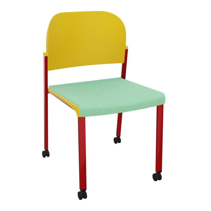ROMY CHAISE 4P ROULT ASSISE TISSU DOSSIER POLYPRO SANS ACCOUDOIRS E4 ZY PW