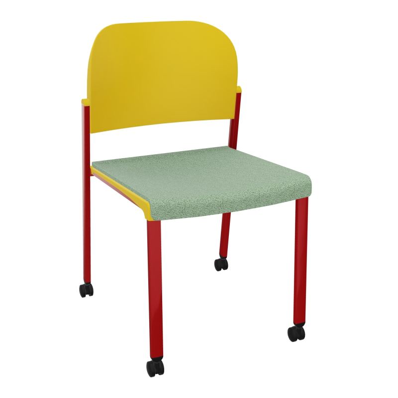 ROMY CHAISE 4P ROULT ASSISE TISSU DOSSIER POLYPRO SANS ACCOUDOIRS E7 ZY PW