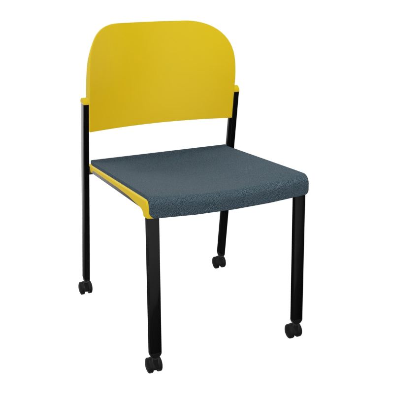 ROMY CHAISE 4P ROULT ASSISE TISSU DOSSIER POLYPRO SANS ACCOUDOIRS  KA SG PW