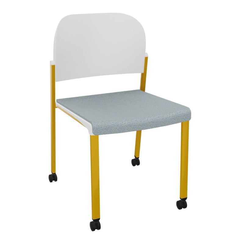ROMY CHAISE 4P ROULT ASSISE TISSU DOSSIER POLYPRO SANS ACCOUDOIRS  KD SX PT